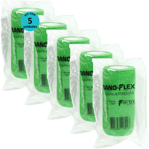 Atadura 10cm Verde Band-Flex Autoadesiva Para Animais Farex Kit Com 5